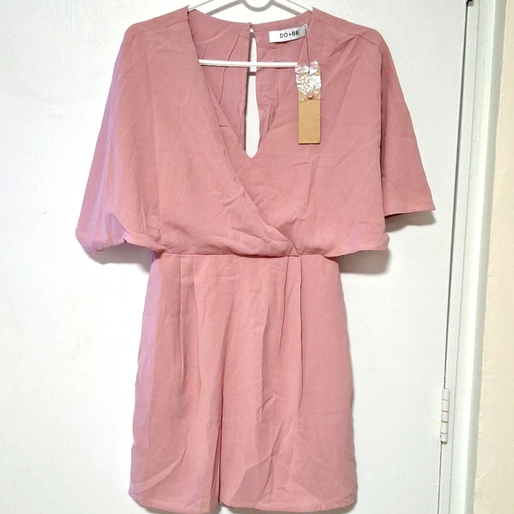 DO + BE WOMENS DUSTY PINK OPEN BACK MINI DRESS SMALL